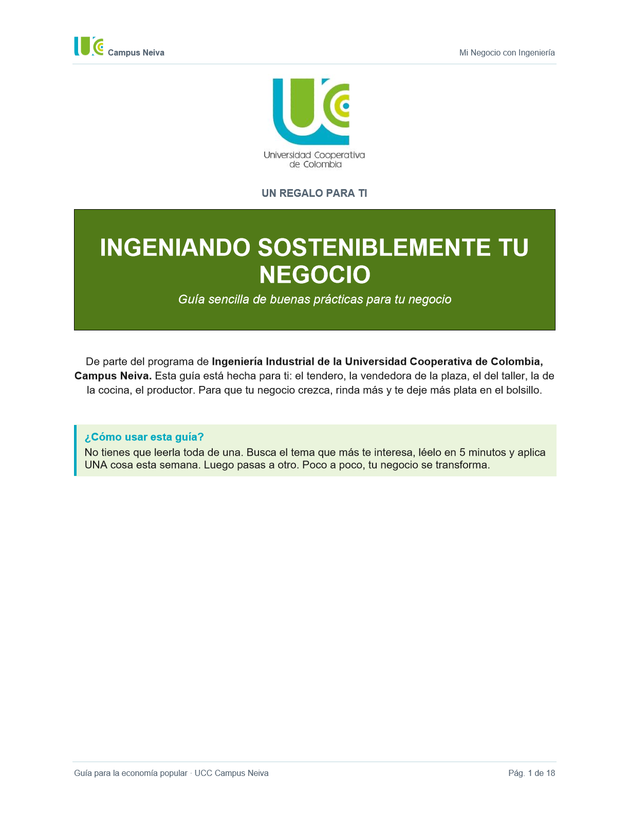 Portada de Ingeniando tu negocio sosteniblemente